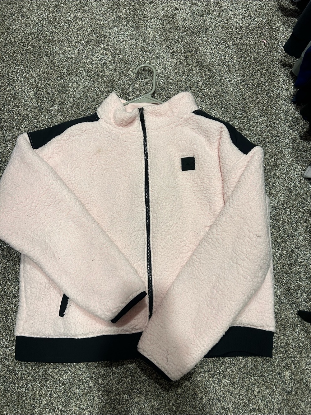 Under Armour Pink Sherpa Full-Zip Hoodie with Black Accents